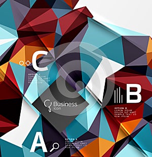3d polygonal object triangles, abstract background