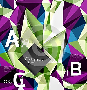 3d polygonal object triangles, abstract background