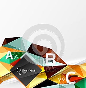 3d polygonal object triangles, abstract background