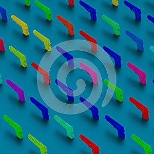 3d pop art guns illustration pattern