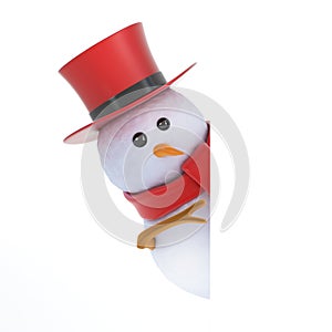 3d Posh snowman peeping