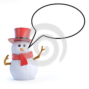 3d Posh snowman speech bubble