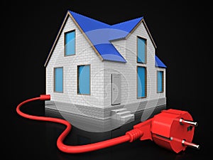 3d power cable over black