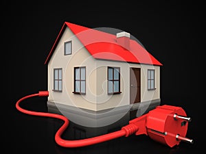 3d power cable over black