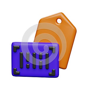3d price tag label with barcode
