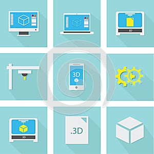 3D print icons set
