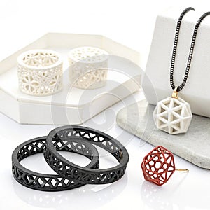 3D printed accessories isolated on transparent background