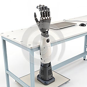 3D printed artificial limb on lab table photo