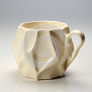 Geometric 3d Printed Mug With Ivory Style And Furry Finish photo