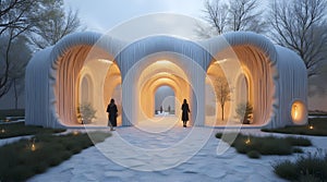 3d-printed community center, AI generated image