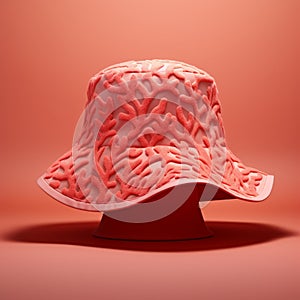Hyperrealistic Coral Bucket Hat: Surreal Organic Shapes In Cinema4d photo