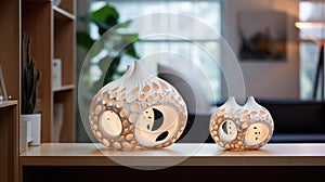 3D-Printed Home Decor: Feature 3D-printed objects in a modern, minimal home setting