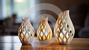 3D-Printed Home Decor: Feature 3D-printed objects in a modern, minimal home setting