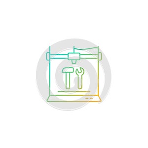 3d printed tools gradient linear vector icon