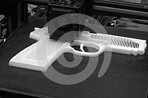 3D printed weapon used for an Assassination attempt Black and white photo