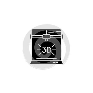 3d printer black glyph icon