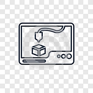 3d printer concept vector linear icon on transparent ba