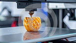 3D Printer Creating Orange Object
