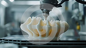 3D Printer Creating Complex Off White Object