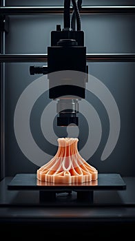 A 3D printer creating a complex plastic part layer by layer