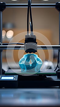 A 3D printer creating a complex plastic part layer by layer