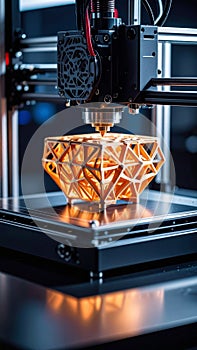 3D Printer Creating Geometric Object in Modern Laboratory Setting
