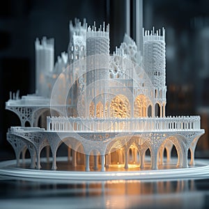 3D printer creating an intricate architectural structure