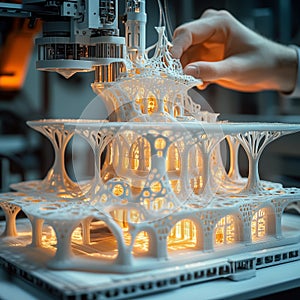 3D printer creating an intricate architectural structure