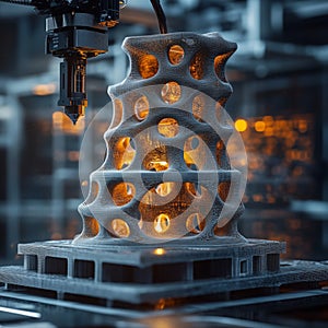 3D printer creating an intricate architectural structure