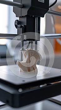 3D printer creating intricate organic structure close-up
