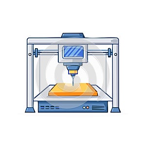 3D Printer Creating Orange Object Precision Manufacturing Additive Layering Technology