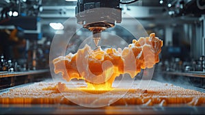 3D Printer Creating Orange Object with Smoke