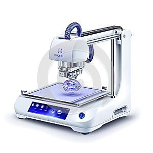 3D Printer Creating a Small Object in a Modern Setting