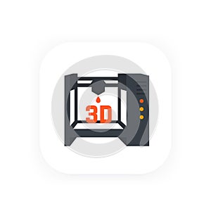 3d printer icon, flat style