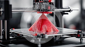 3d printer making red pyramid