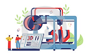 3d printer operating system and software flat vector illustration isolated.