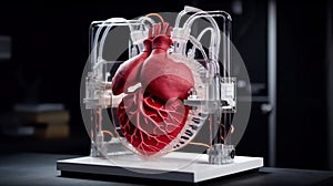 3d printer with a printed human heart.Generative AI