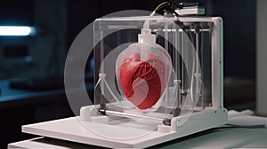 3d printer with a printed human heart.Generative AI