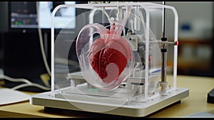 3d printer with a printed human heart.Generative AI