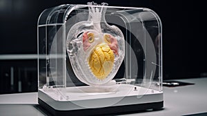 3d printer with a printed human heart.Generative AI