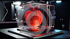 3d printer with a printed human heart.Generative AI