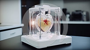 3d printer with a printed human heart.Generative AI