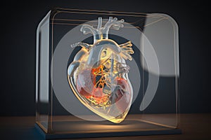 3d printer with a printed human heart. Generative Ai