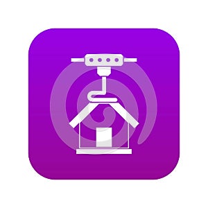 3d printer printing house icon digital purple