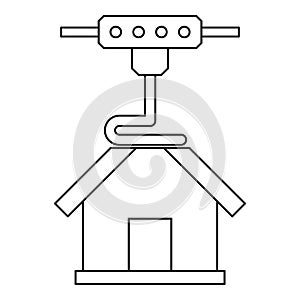 3d printer printing house icon outline