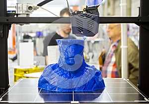 3D printer printing object close-up. Process creating three-dimensional model