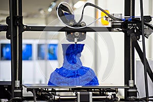 3D printer printing object close-up Process creating three-dimensional model