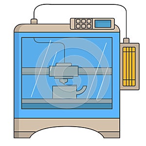 3d printer technology vector icon in flat style. Print manufactoring photo