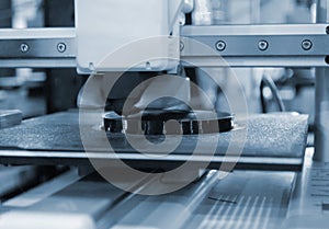 3D printer Working 3D printer process printing object molten black plastic