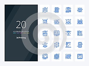 20 3d Printing Blue Color icon for presentation